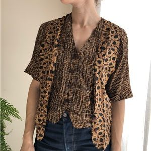 Silk blouse and vest set